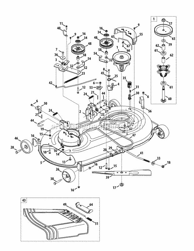 Mower Deck Diagram and Parts List for LTX1040 (13AX90AS056, 13WX90AS009, 13WX90AS010, 13WX90) (2014) Cub Cadet Lawn Tractor